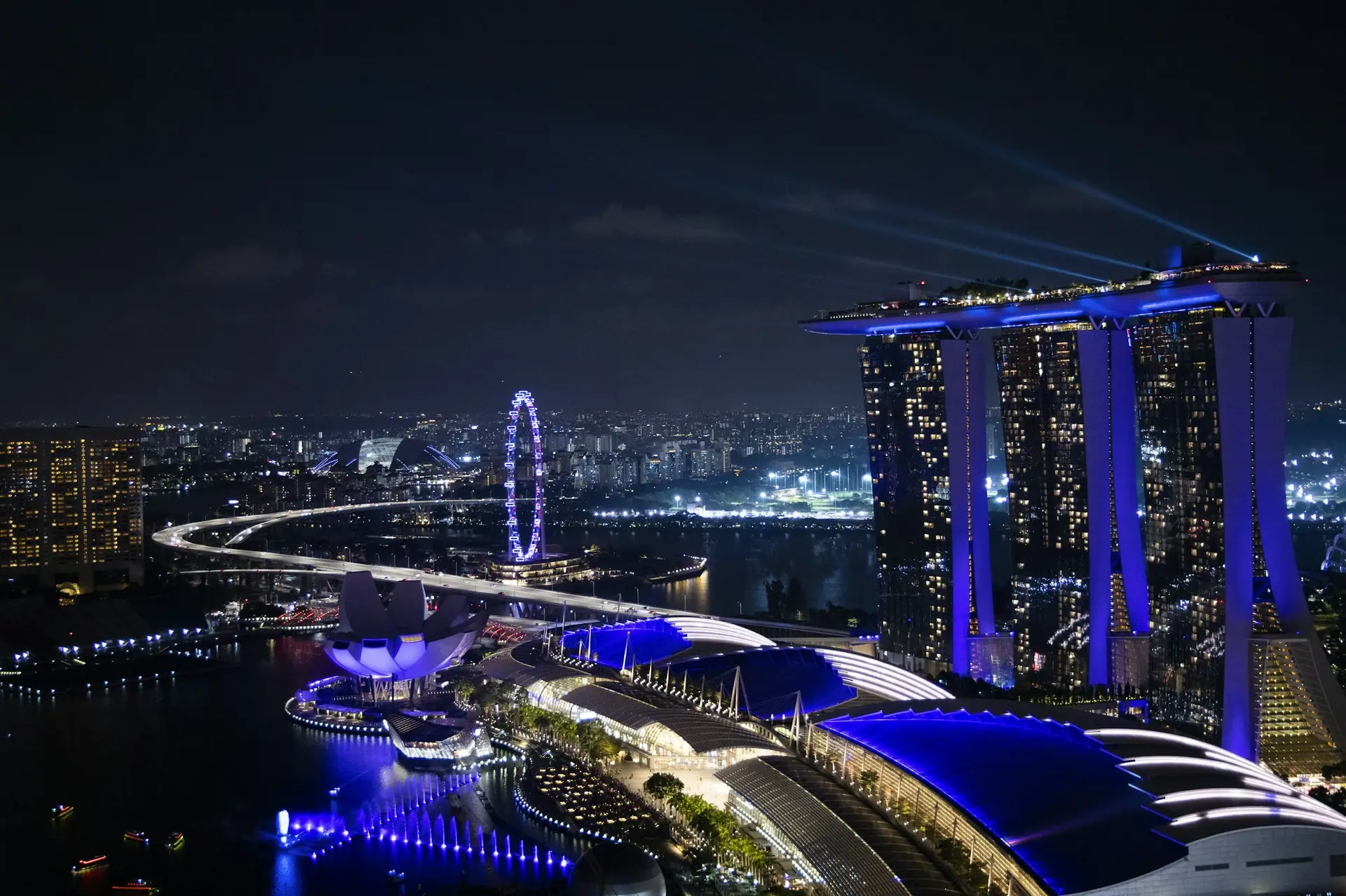Singapore skyline at night